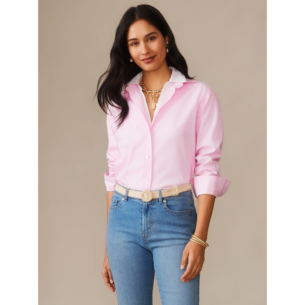 J.McLaughlin Finn Shirt Women's Size Large Pink Cotton Button Down Blouse NWT